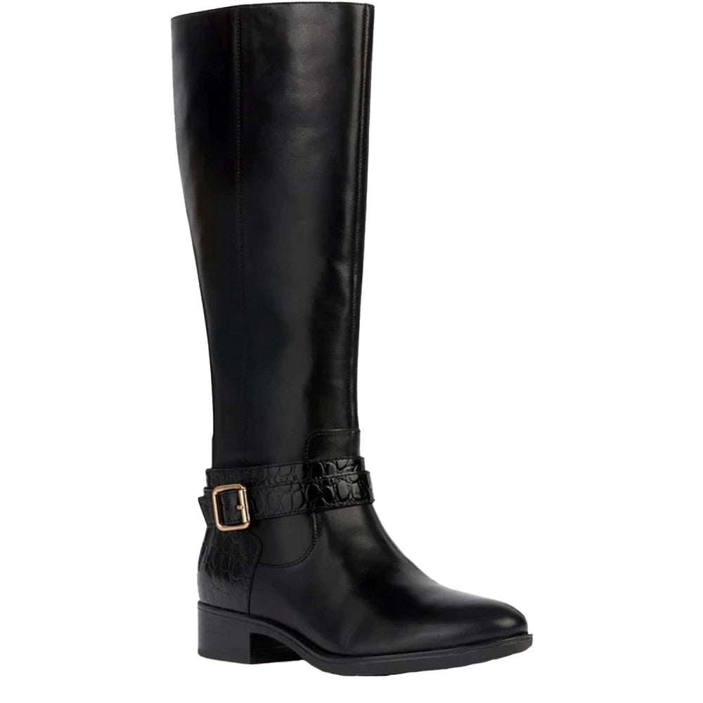 Black - Front - Geox Womens-Ladies Felicity Leather Calf Boots