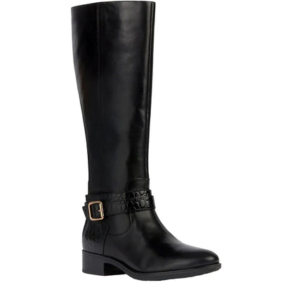 Black - Front - Geox Womens-Ladies Felicity Leather Calf Boots