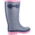 Blue-White-Pink - Back - Cotswold Womens-Ladies Chilson Striped Wellington Boots