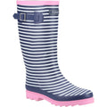 Blue-White-Pink - Front - Cotswold Womens-Ladies Chilson Striped Wellington Boots
