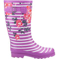Pink-White - Side - Cotswold Womens-Ladies Chilson Flowers Wellington Boots