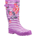 Pink-White - Front - Cotswold Womens-Ladies Chilson Flowers Wellington Boots