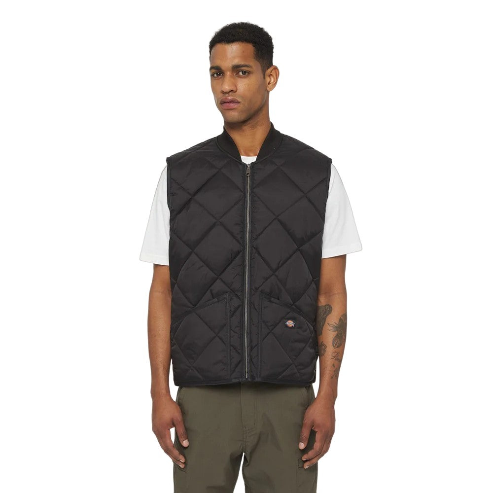 Black - Side - Dickies Workwear Mens Diamond Quilted Gilet