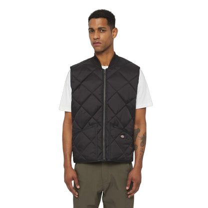 Black - Side - Dickies Workwear Mens Diamond Quilted Gilet