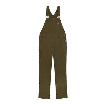 Rinsed Military Green - Front - Dickies Workwear Womens-Ladies Protective Bib