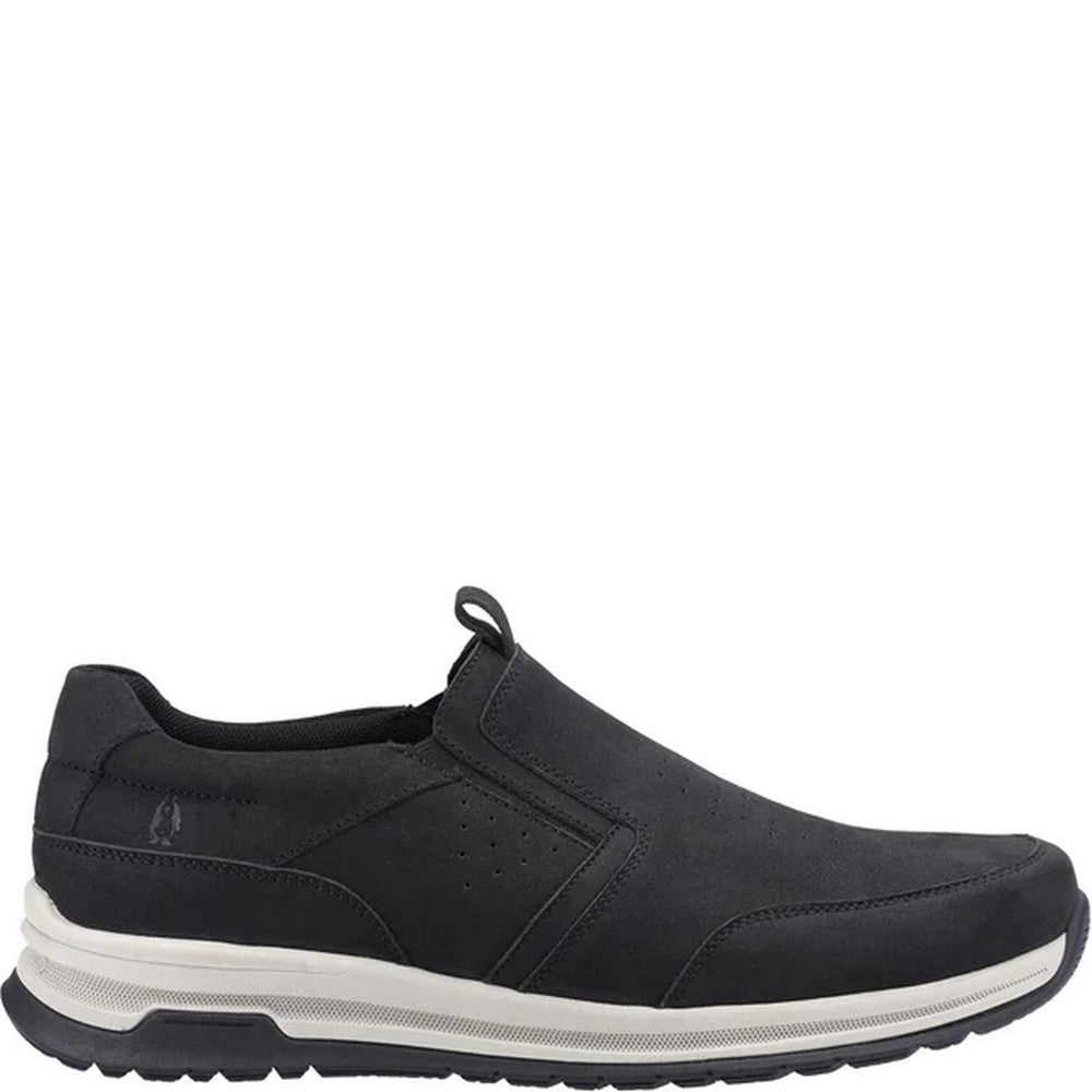 Black - Side - Hush Puppies Mens Cole Nubuck Shoes