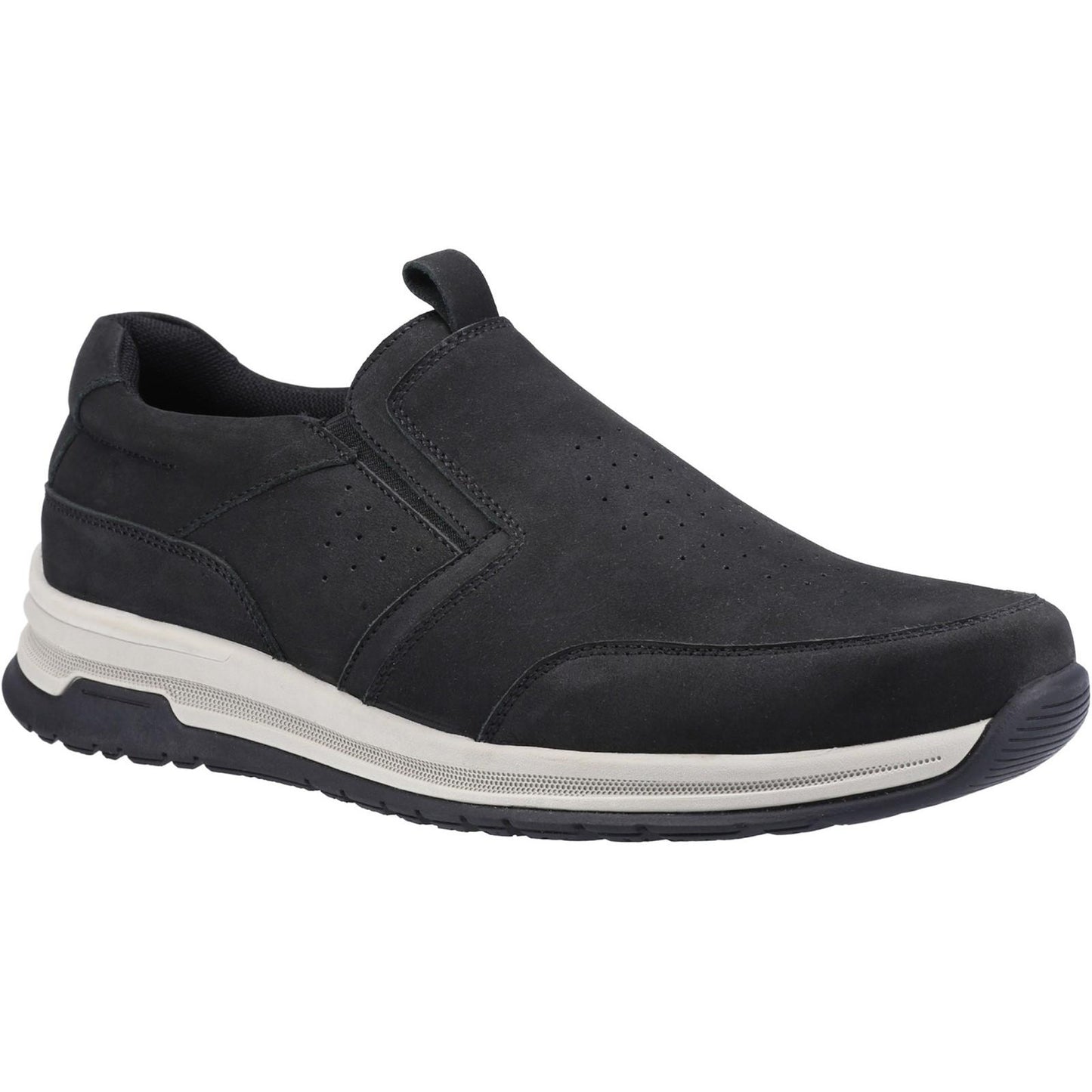 Black - Front - Hush Puppies Mens Cole Nubuck Shoes