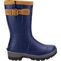 Navy - Side - Cotswold Unisex Adult Stratus Leather Short Wellington Boots