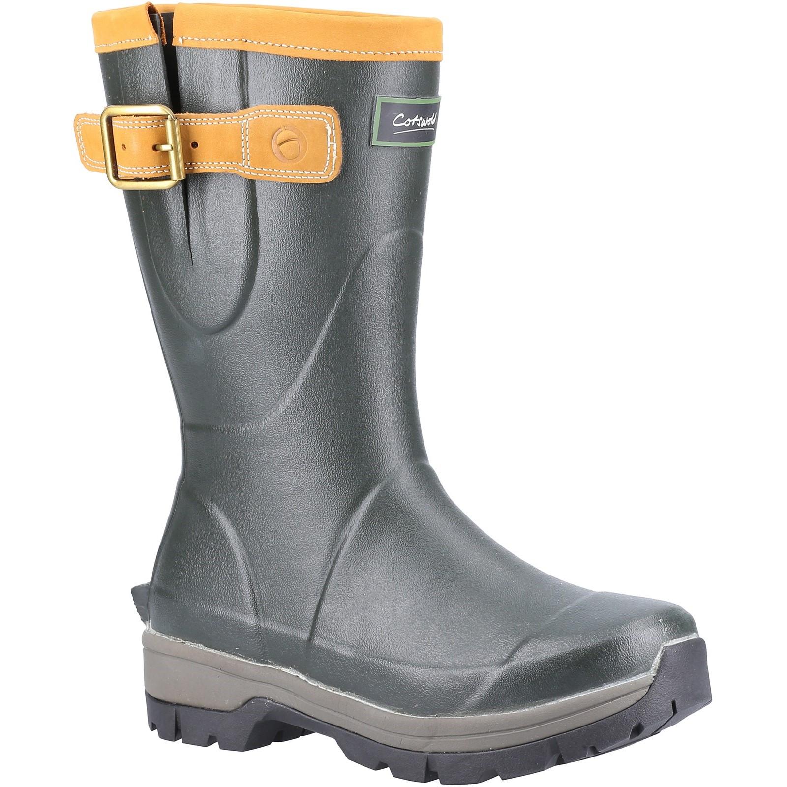 Green - Front - Cotswold Unisex Adult Stratus Leather Short Wellington Boots