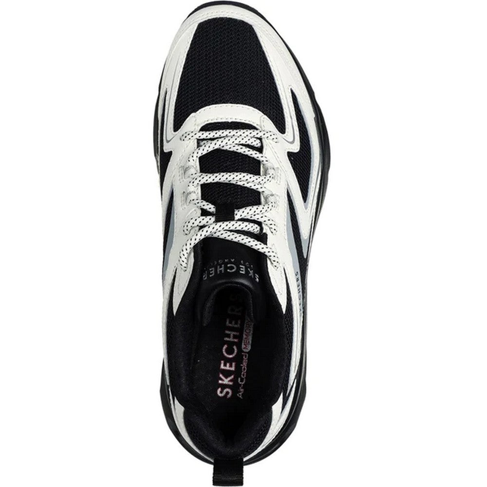 Black-White - Side - Skechers Womens-Ladies Tres-Air Uno - Street Fl-Air Trainers