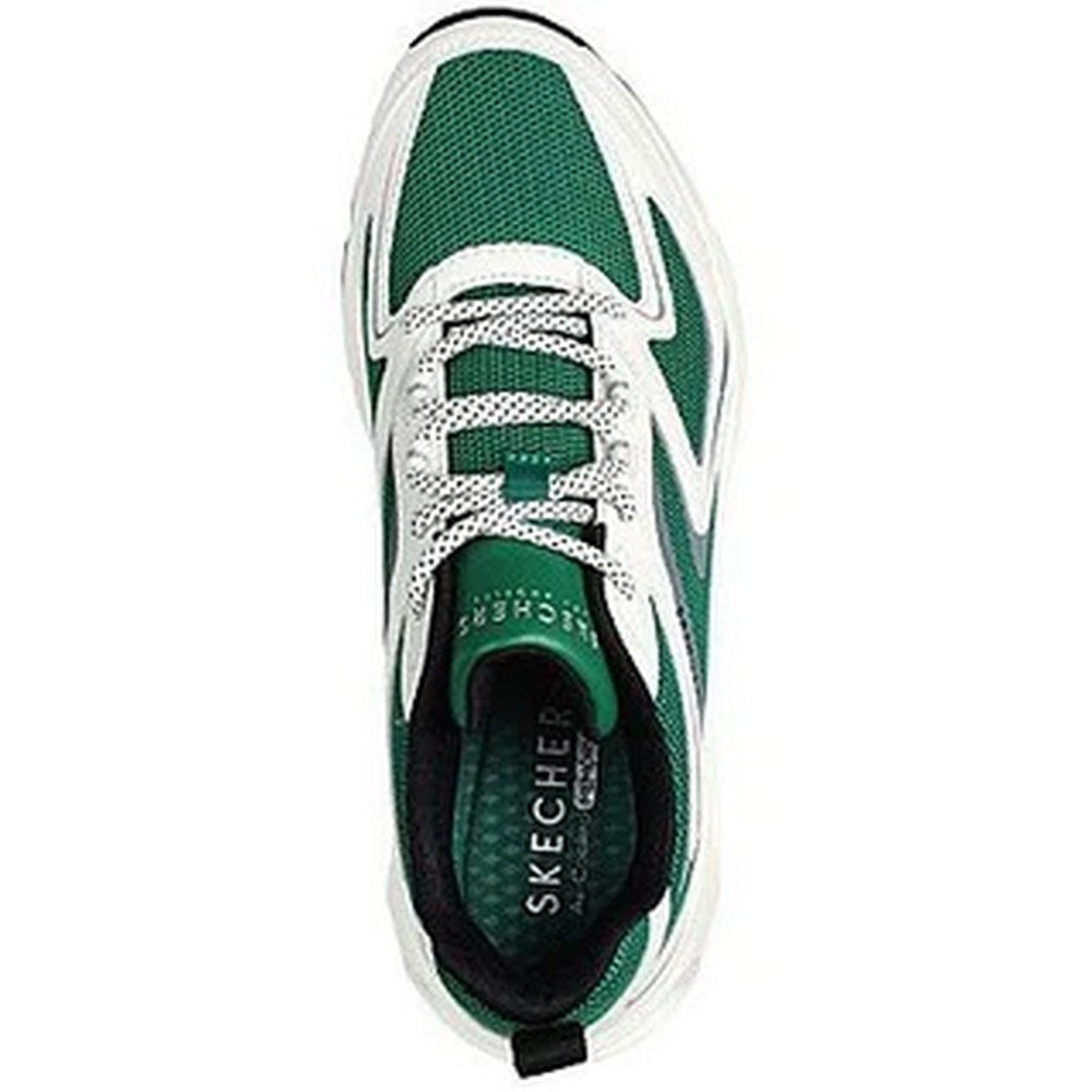 White-Green - Side - Skechers Womens-Ladies Tres-Air Uno - Street Fl-Air Trainers