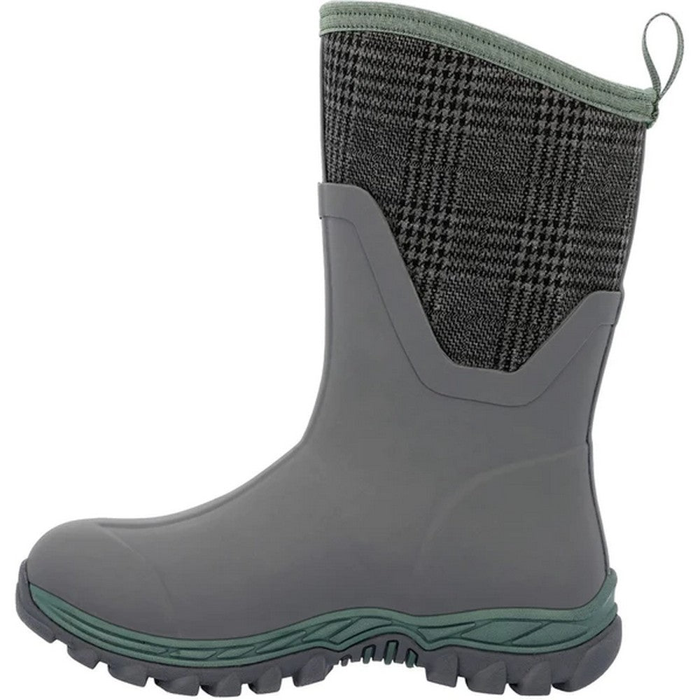 Grey-Black - Pack Shot - Muck Boots Womens-Ladies Arctic II Plaid Sport Mid Boots