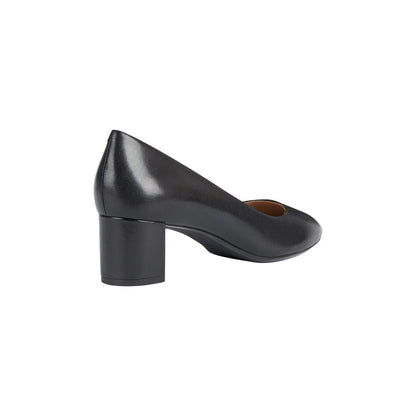 Black - Back - Geox Womens-Ladies Pheby 50 Leather Court Shoes