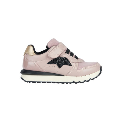 Antique Rose-Black - Side - Geox Girls Fastics Trainers