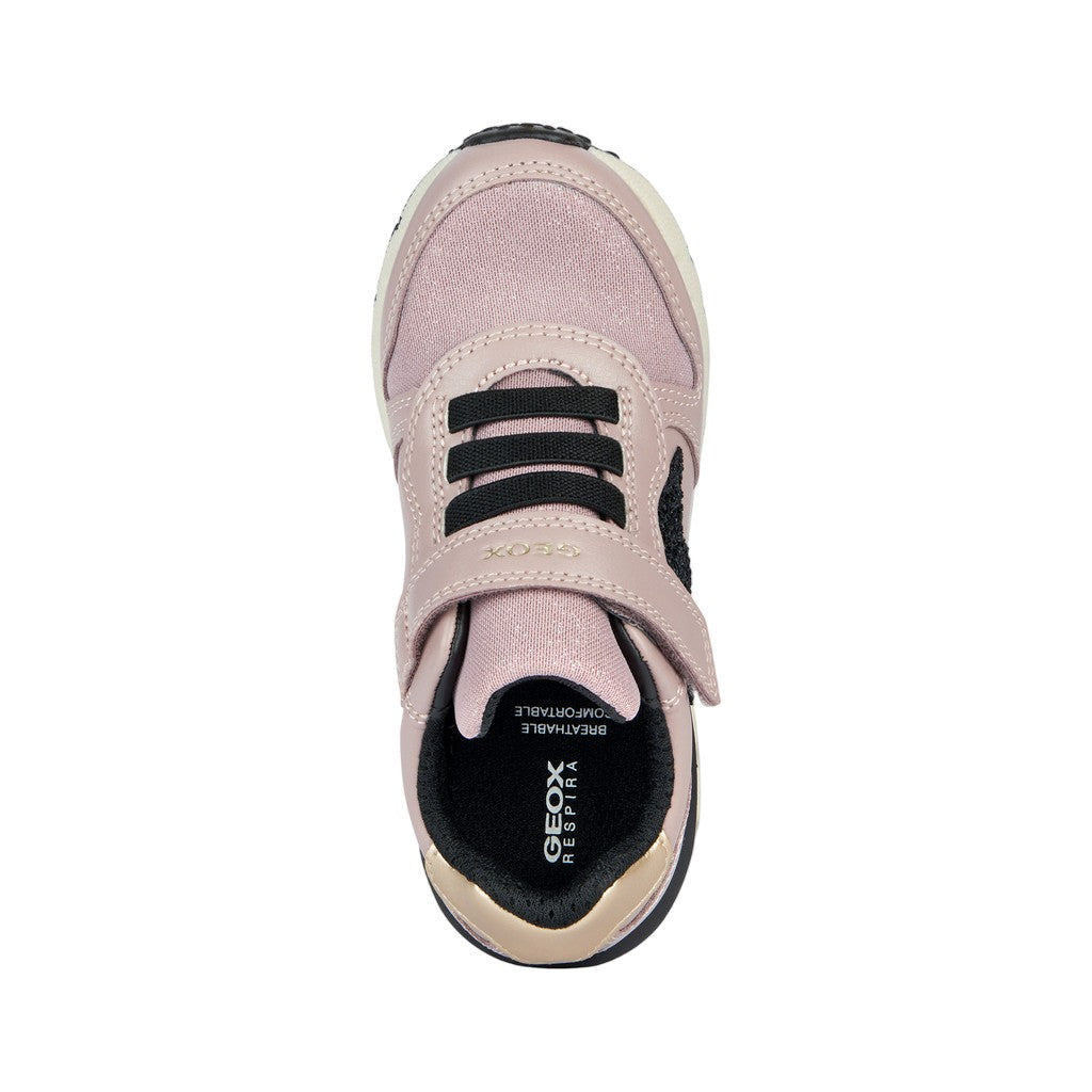 Antique Rose-Black - Pack Shot - Geox Girls Fastics Trainers