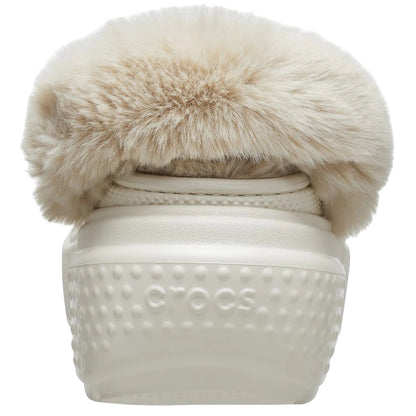 Natural - Back - Crocs Womens-Ladies Stomp Lined Clogs