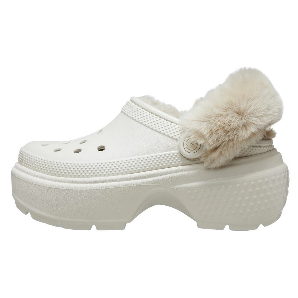Natural - Side - Crocs Womens-Ladies Stomp Lined Clogs