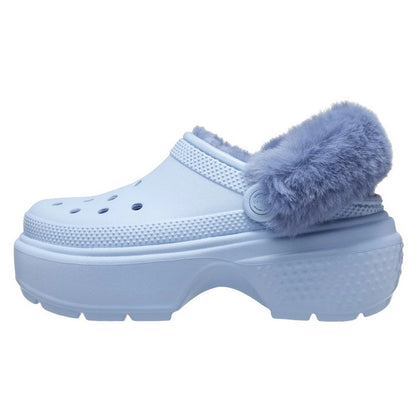 Blue Calcite - Side - Crocs Womens-Ladies Stomp Lined Clogs