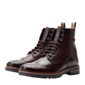 Dark Brown - Close up - Base London Mens Grove Washed Leather Boots