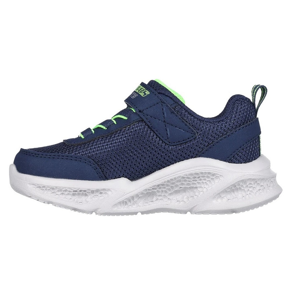 Navy-Lime - Back - Skechers Boys S-Lights Meteor-Lights Trainers