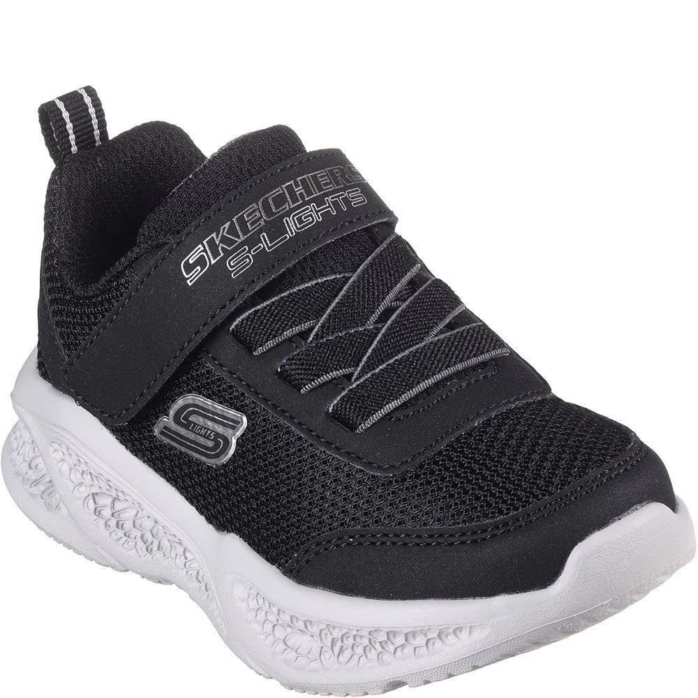 Black-Grey - Front - Skechers Boys S-Lights Meteor-Lights Trainers