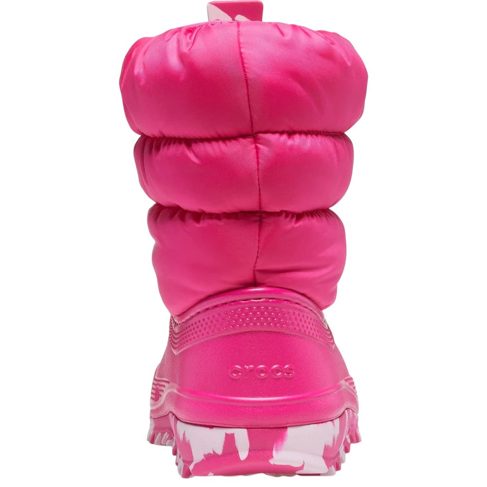 Candy Pink - Back - Crocs Childrens-Kids Classic Neo Puff Boots