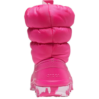 Candy Pink - Back - Crocs Childrens-Kids Classic Neo Puff Boots