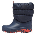 Navy - Side - Crocs Childrens-Kids Classic Neo Puff Boots