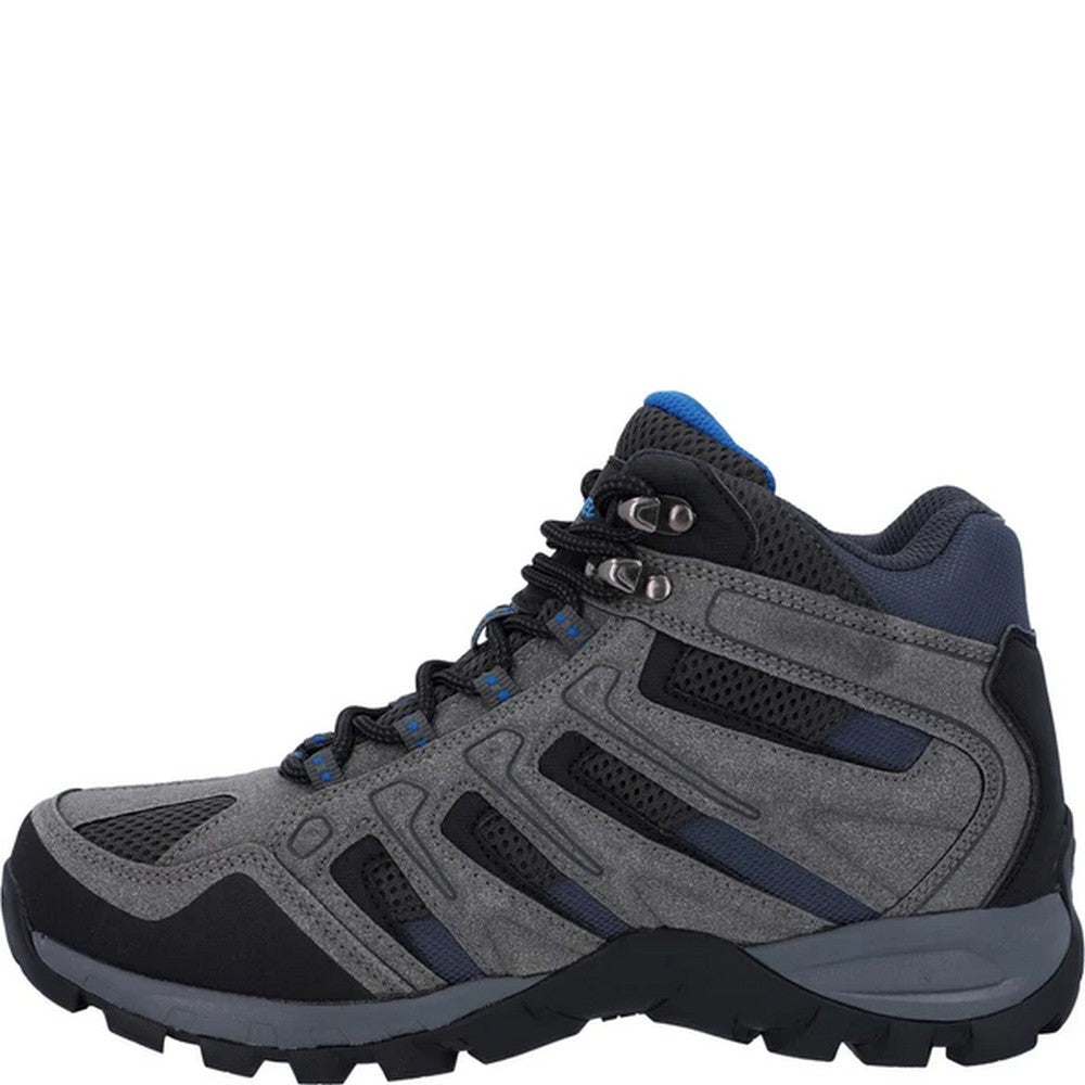 Charcoal-Nautical Blue - Pack Shot - Hi-Tec Mens Torca Mid Cut Walking Boots