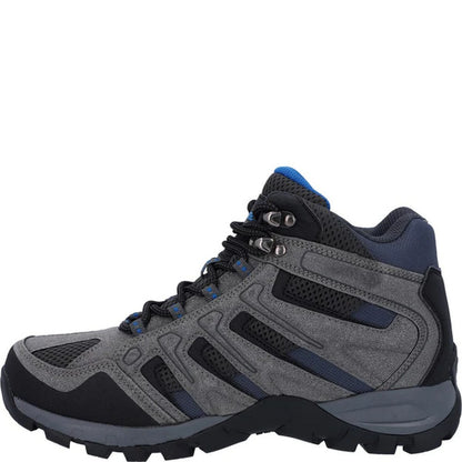 Charcoal-Nautical Blue - Pack Shot - Hi-Tec Mens Torca Mid Cut Walking Boots