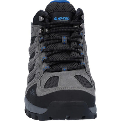 Charcoal-Nautical Blue - Close up - Hi-Tec Mens Torca Mid Cut Walking Boots