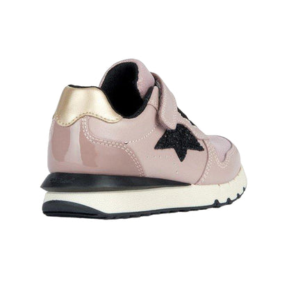 Antique Rose-Black - Back - Geox Girls Fastics Trainers