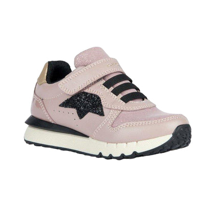 Antique Rose-Black - Front - Geox Girls Fastics Trainers