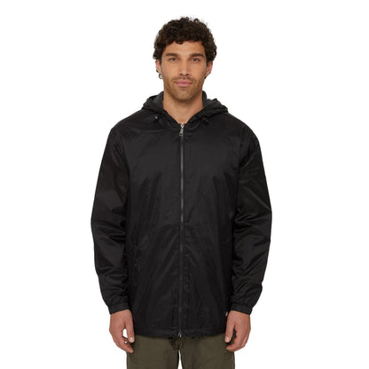 Black - Side - Dickies Mens Hooded Nylon Fleece Lined Jacket