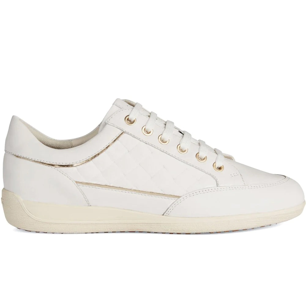 White - Side - Geox Womens-Ladies Myria Leather Trainers