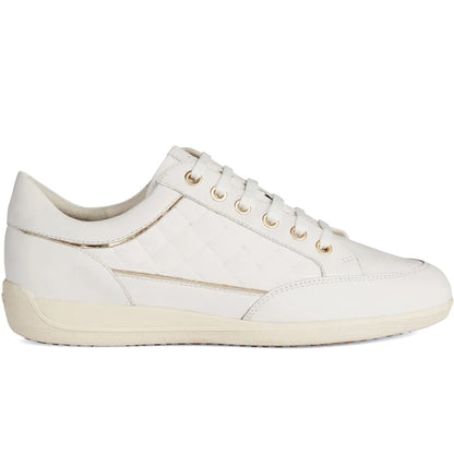 White - Side - Geox Womens-Ladies Myria Leather Trainers