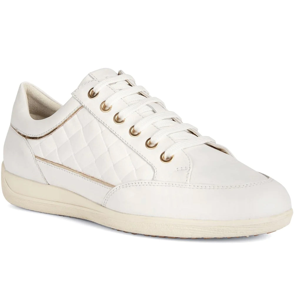 White - Front - Geox Womens-Ladies Myria Leather Trainers