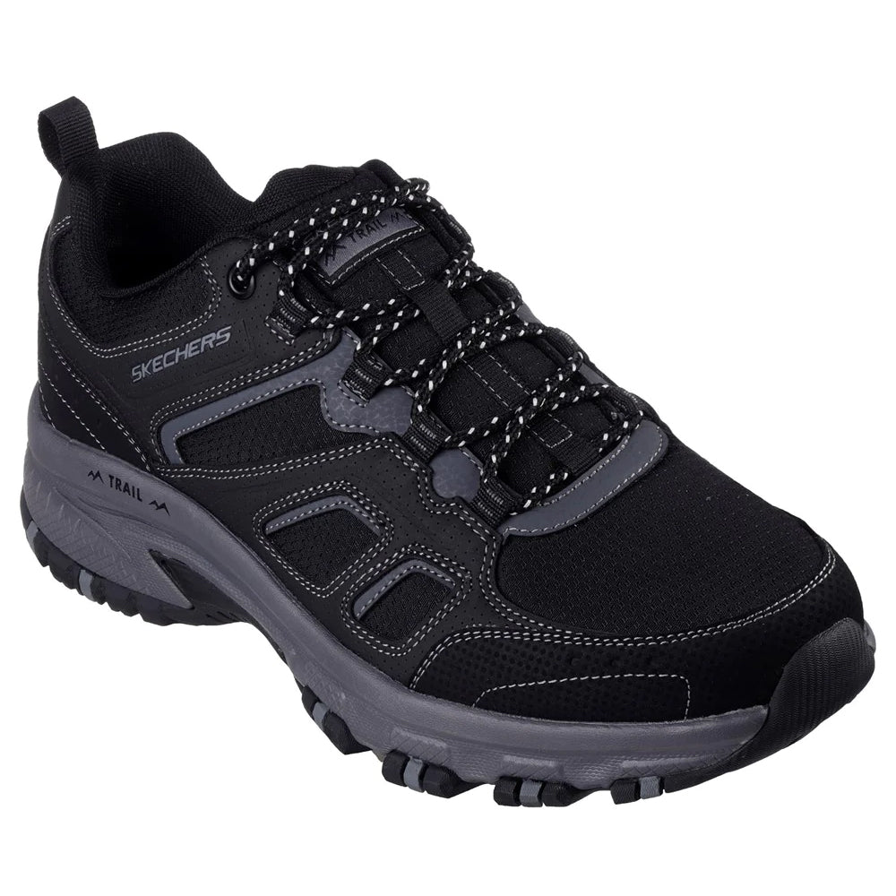 Black-Charcoal - Front - Skechers Mens Hillcrest Leather Walking Shoes
