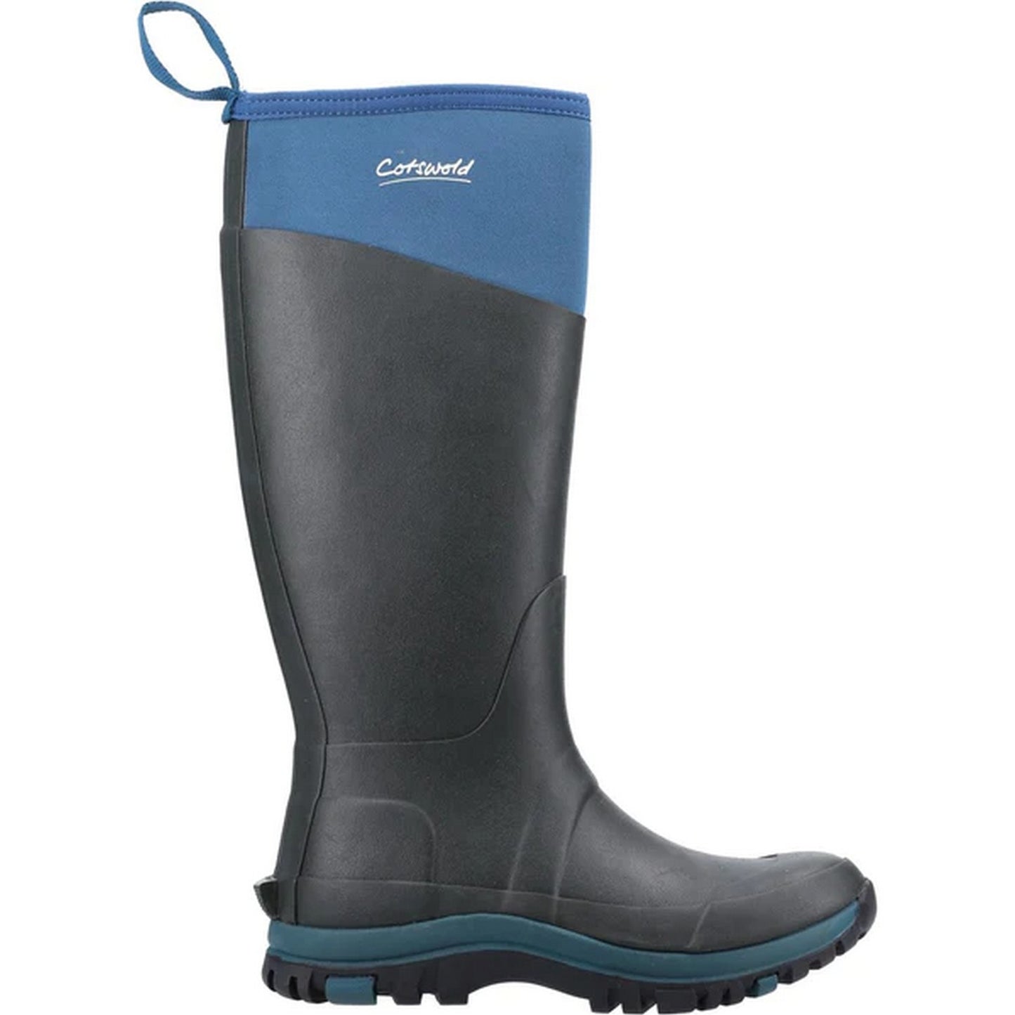 Turquoise - Side - Cotswold Womens-Ladies Contrast Panel Wellington Boots