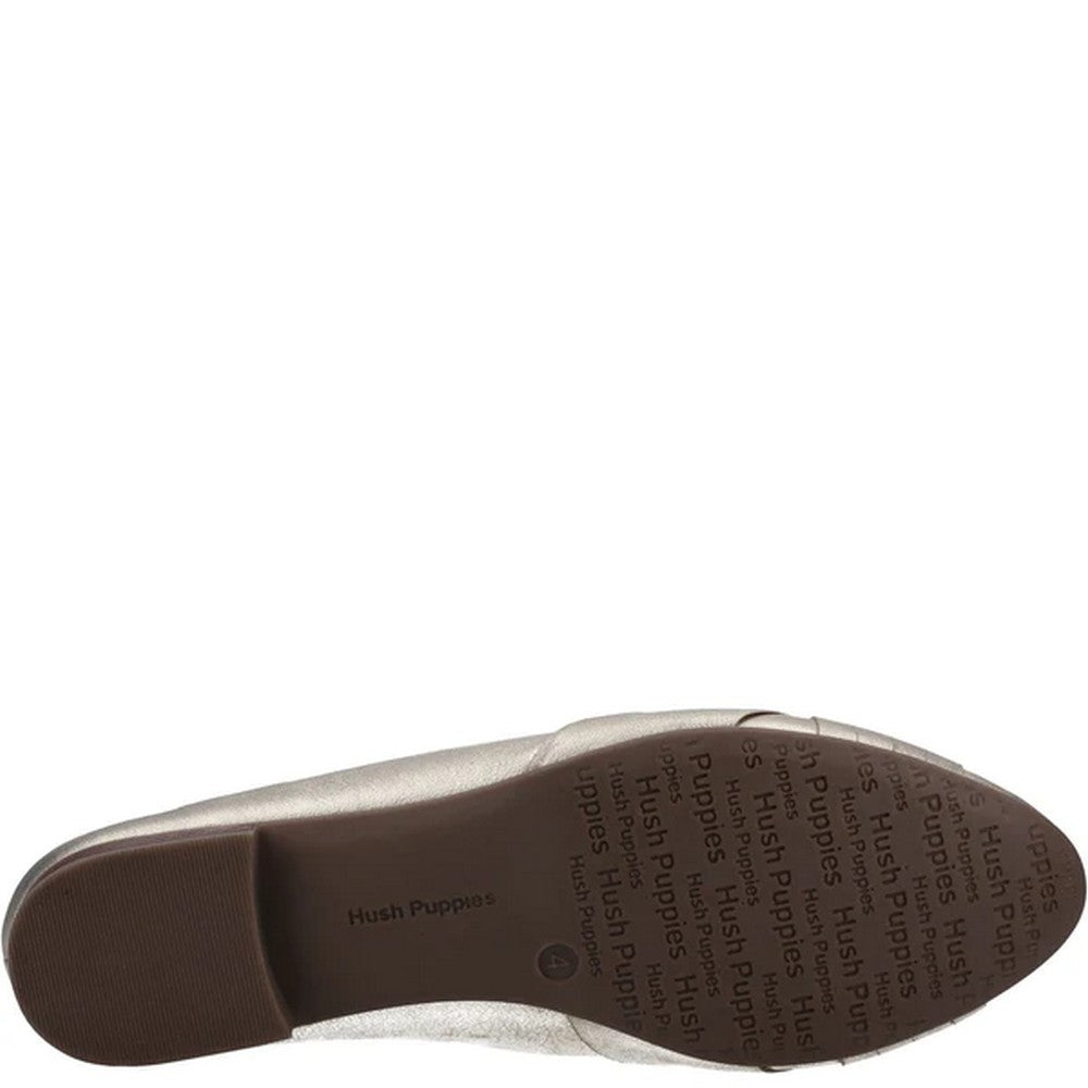 Gold - Lifestyle - Hush Puppies Womens-Ladies MARLEY Metallic Leather Ballet Shoes