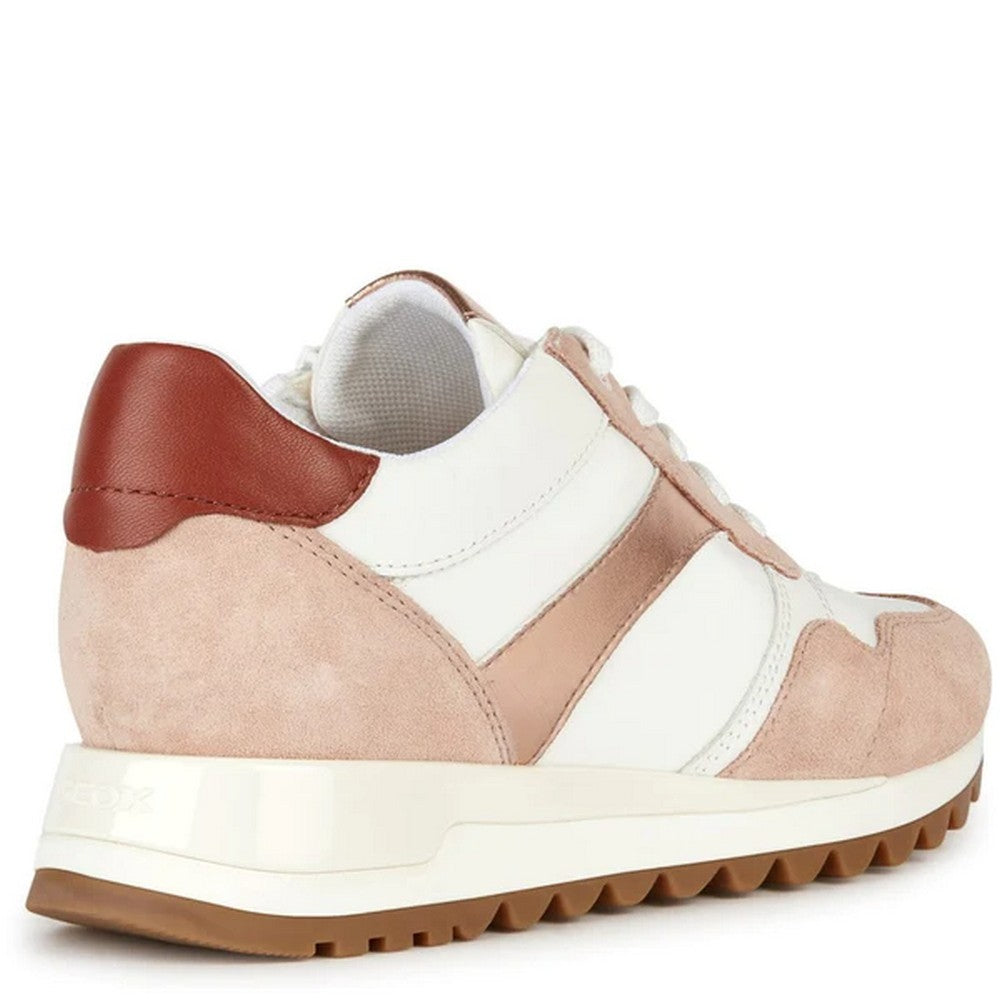 Nude-White - Back - Geox Womens-Ladies Tabelya Leather Trainers