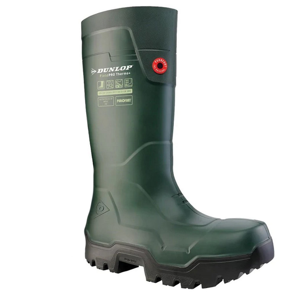 Green - Front - Dunlop Unisex Adult FieldPro Thermo+ Safety Wellington Boots
