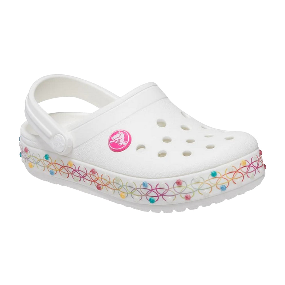 White-Multicoloured - Front - Crocs Childrens-Kids Clogs