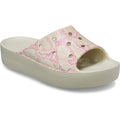 Bone-Pink - Front - Crocs Womens-Ladies Classic Snake Print Platform Sliders