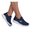 Navy-Lavender-White - Close up - Skechers Womens-Ladies Cushioned Trainers