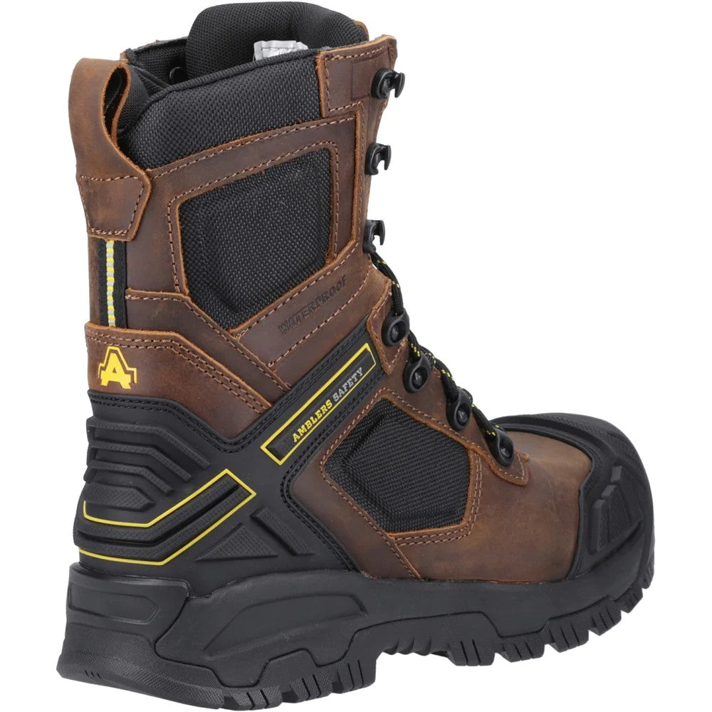 Brown - Back - Amblers Mens Detonate Grain Leather Safety Boots