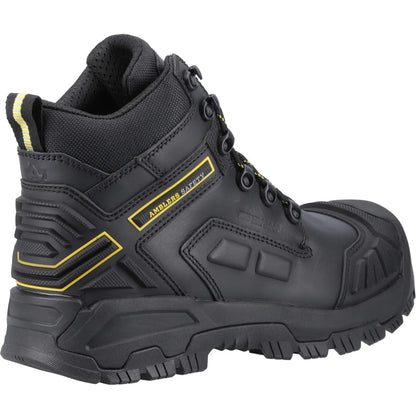 Black - Back - Amblers Mens Flare Grain Leather Safety Boots