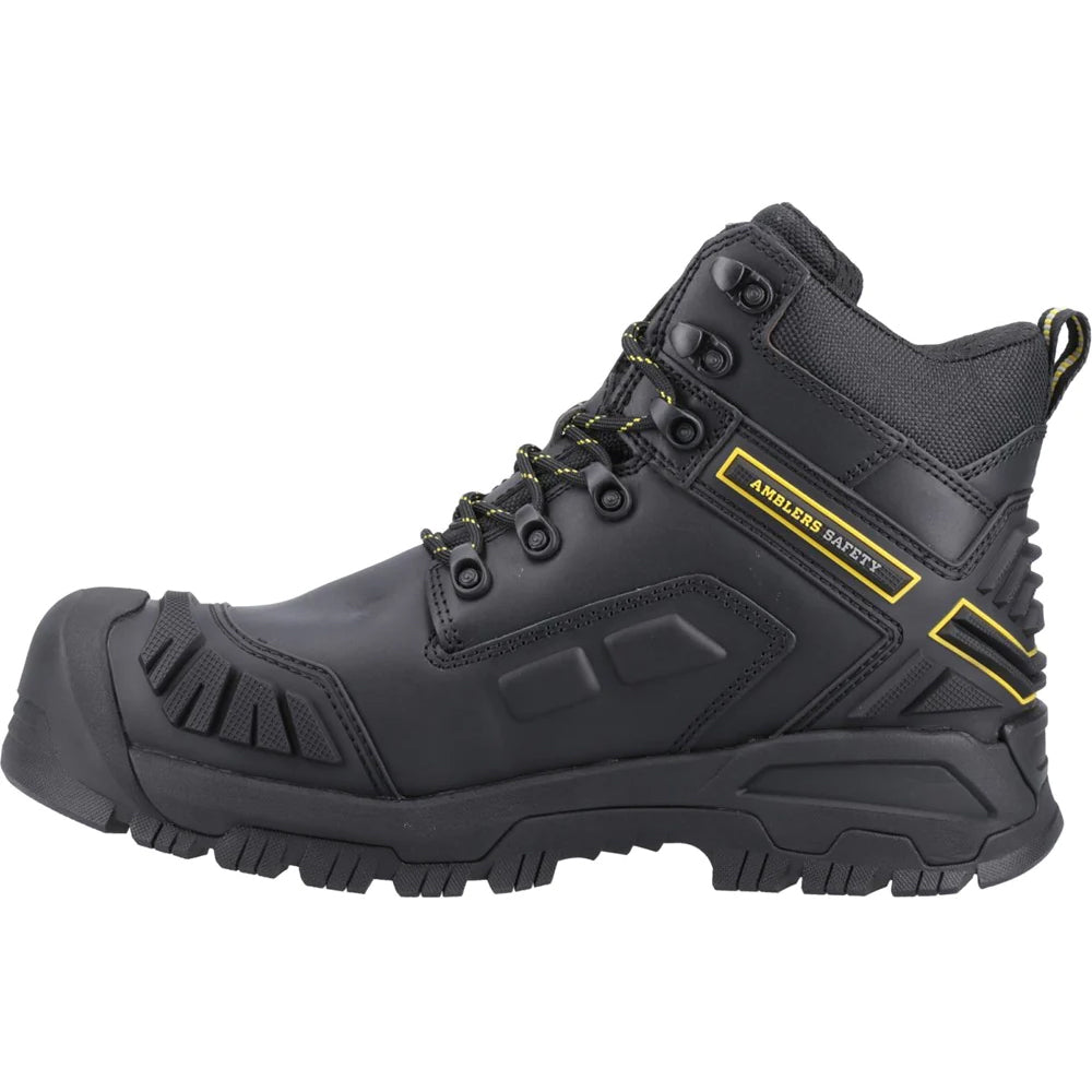 Black - Side - Amblers Mens Flare Grain Leather Safety Boots