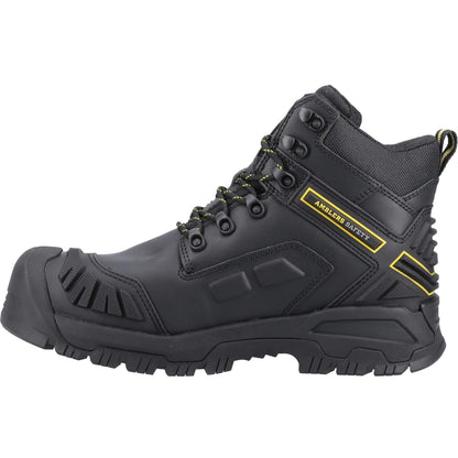 Black - Side - Amblers Mens Flare Grain Leather Safety Boots