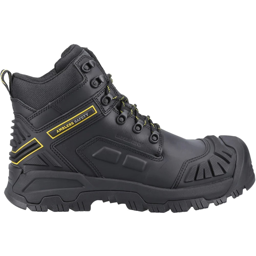 Black - Lifestyle - Amblers Mens Flare Grain Leather Safety Boots